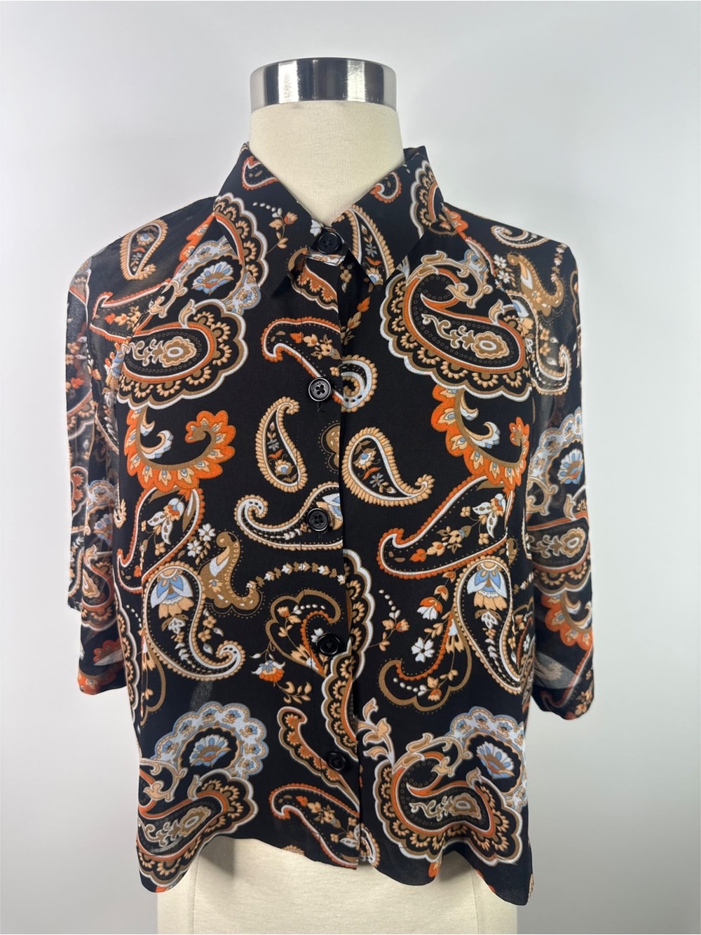 Wilfred Aritzia Paisley Short Sleeve Button Down Blouse